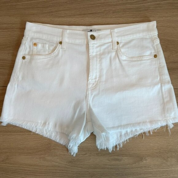 7 for All Mankind Denim Cut-Off Shorts White 27 - Picture 5 of 10